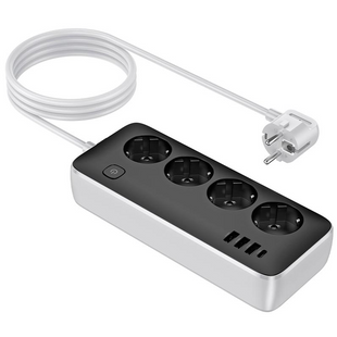 Сетевой удлинитель Hoco AC21 (3xUSB/1xType-C/4 розетки) 2500W Black
