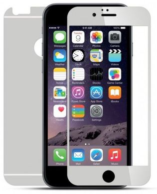 Комплект защитных стекол Full Screen Glass 2 в 1 для iPhone 6 Glossy Silver (0.3mm) (на экран и заднюю поверхность)