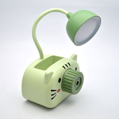 Дитяча настільна лампа 2192B Kids Design Cat з пеналом 400mHa Green/Зелена