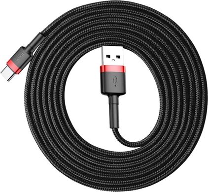 Кабель Baseus Cafule Type-c Cable 2.4A 3m Black-red CATKLF-U91, Черный