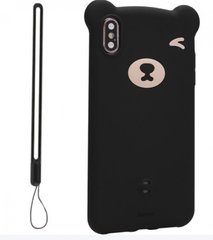 Чохол об'ємний 3D Baseus Bear Case iPhone Xs Max 6.5" Black на ремінці