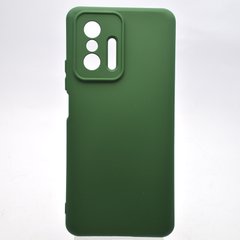 Чохол накладка Silicone case Full Camera Lakshmi для Xiaomi 11T/11T Pro Dark Green/Темно-зелений