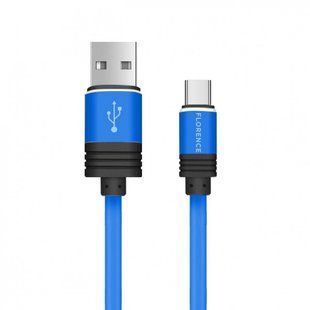 Кабель USB Florence Silicone Type-C 1m 3A Blue (FL-2205-BT)