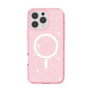Прозрачный чехол накладка с блестками Sparkle MagFit с MagSafe для Apple iPhone 16 Pro Pink Glitter (Розовый)