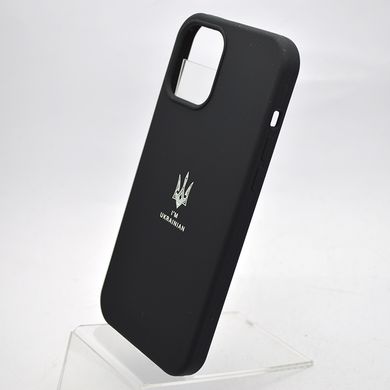 Чехол с патриотическим принтом Silicone Case Print Тризуб для iPhone 12 Pro Max Black/Черный