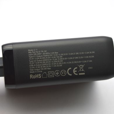 Мережевий зарядний пристрій (адаптер) SENTEO Z-11 PD100W 2Type-c+1USB  Certificate CE Black