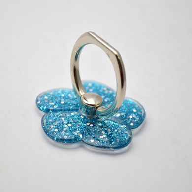 Универсальный держатель для телефона PopSocket (попсокет) Flower Glitter с кольцом Blue/Синий
