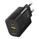 Сетевое зарядное устройство ANSTY AY-017 with Type-C to Type-C cable 20W PD + QC3.0 CE Черный