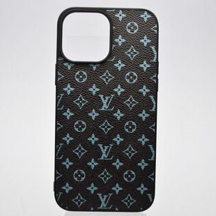 Чехол накладка Louis Vuitton Leather Case для iPhone 13 Pro Max Blue Small Logo