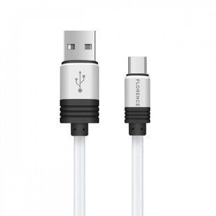 Кабель USB Florence Silicone Type-C 1m 3A White (FL-2205-WT)