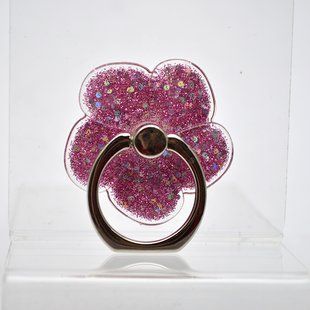 Универсальный держатель для телефона PopSocket (попсокет) Flower Glitter с кольцом Pink/Розовый