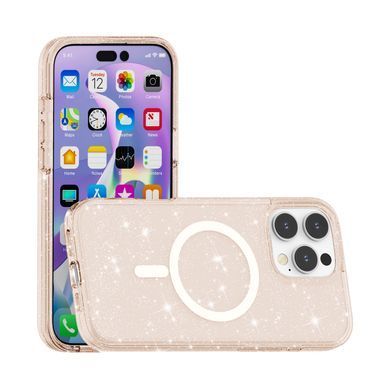 Прозрачный чехол накладка с блестками Sparkle MagFit с MagSafe для Apple iPhone 16 Pro Gold Glitter (Золотой)