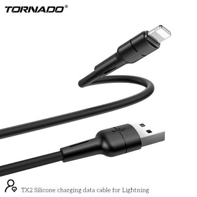 Кабель Tornado TX2 Lightning Silicon cable 3A 1M Black, Черный