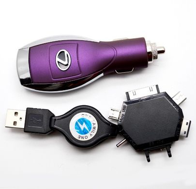 Автомобільний зарядний пристрій (АЗП) універсальний Luxury Lexus Violet