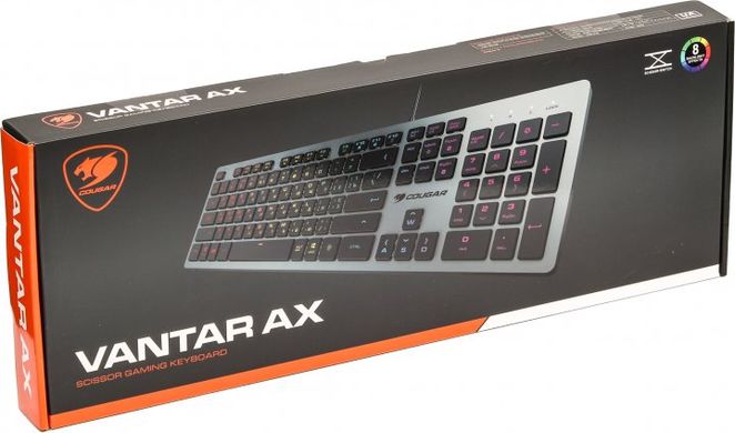 Клавіатура дротова з RGB підсвіткою ігрова Cougar Vantar AX USB Black, Чорний