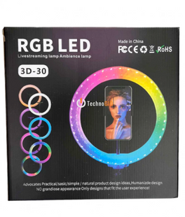 Кольцевая лампа RGB 3D-30 120 Lights 30см 12" с держателем для телефона