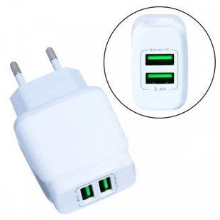 Зарядное устройство для телефона сетевое (адаптер) Veron 2 USB 2.4A AD-22 White