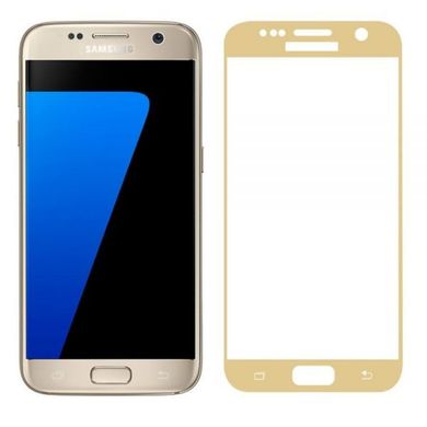 Захисне скло 3D для Samsung G930 Galaxy S7 (0.33mm) Gold тех. пакет