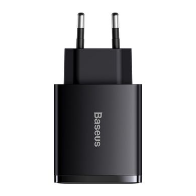 Мережевий зарядний пристрій (адаптер) Baseus Compact Quick Charger 30W QC+PD 2USB+1Type-c CCXJ-E01 Black