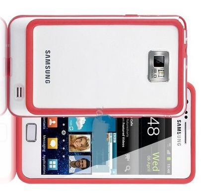 Бампер Samsung I9100 White-Red