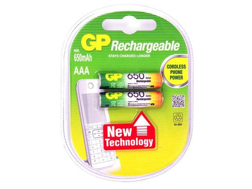 Акумуляторна батарейка GP Rechargeable 65AAAHC R03 size AAA 1.2V 650mAh 1 штука