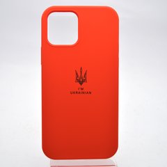 Чехол с патриотическим принтом Silicone Case Print Тризуб для iPhone 12/iPhone 12 Pro Red/Красный