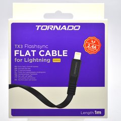 Кабель Tornado TX3 Lightning Flat cable 3A 1M Black