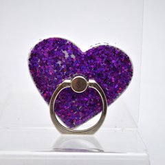 Универсальный держатель для телефона PopSocket (попсокет) Hearth Glitter с кольцом Purple/Фиолетовый