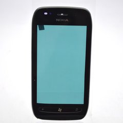 Сенсор (тачскрин) Nokia 710 Lumia черный с рамкой HC