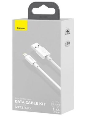Кабель Baseus Simple Data Cable Kit Lightning 2.4A (2ШТ/Set) 1.5м White TZCALZJ-02