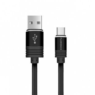 Кабель USB Florence Silicone Type-C 1m 3A Black (FL-2205-KT)