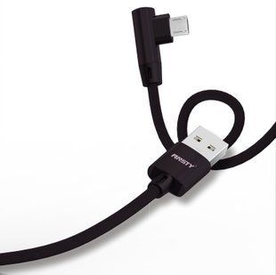 Кабель ANSTY S-045-A Micro USB кутовий Nylon 2.4A 1M Чорний