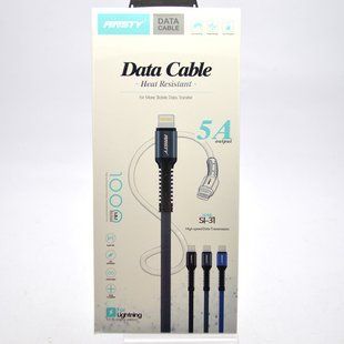 Кабель ANSTY SI-31 Zinc Alloy Nylon Lightning 2.4A 1M Black