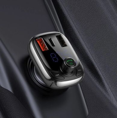 Автомобільний зарядний пристрій + FM-трансмітер Baseus T Typed S-13 Bluetooth MP3 Charger Black CCTM-B01