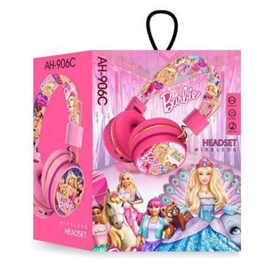 Детские беспроводные наушники с Barbie Bluetooth AH-906C (Нежно Розовый)