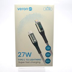 Кабель Veron CL02 Nylon Led Type-c to Lighting 27W 1,2 Black