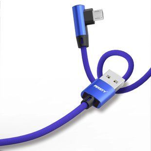 Кабель ANSTY S-045-A Micro USB кутовий Nylon 2.4A 1M Синій