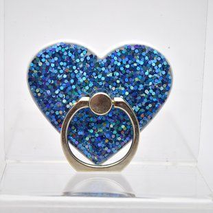 Универсальный держатель для телефона PopSocket (попсокет) Hearth Glitter с кольцом Blue/Синий