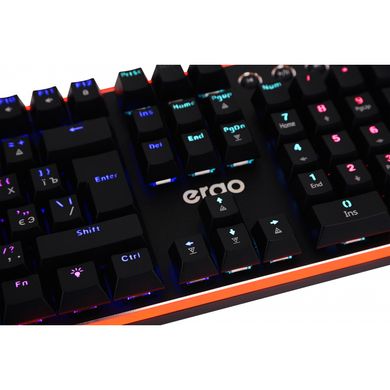 Проводная игровая клавиатура с подсветкой RGB механическая ERGO KB-955 (Black-Orange)