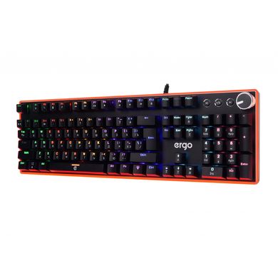Провідна ігрова клавіатура з RGB підсвіткою механічна ERGO KB-955 (Black-Orange)