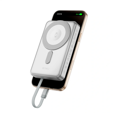 Внешний аккумулятор MagSafe Power Bank WiWu Wi-P056 10000mHa 22.5W Silver