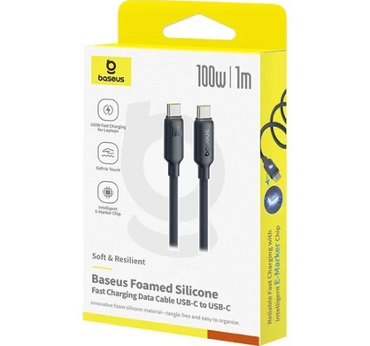 Кабель Baseus Foamed Silicone Type-C to Type-C 100W 1m Black