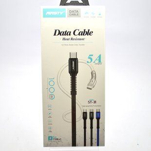 Кабель ANSTY ST-31 Zinc Alloy Nylon Type-C 2.4A 1M Black