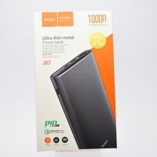 Зовнішній акумулятор із швидкою зарядкою PowerBank HOCO J83 Standard PD20W+QC3.0 10000mAh Metal Gray