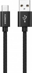 Кабель USB Florence Fabric Type-C 1m 3A Black (FL-2203-KT)