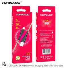 Кабель Tornado TX10 Micro USB Tissue cable 2.4A 1M Black, Черный