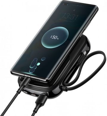 Портативний акумулятор з бездротовою зарядкою PowerBank Baseus Qpow Digital Display quick charging 20000mAh 20W Black