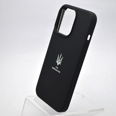 Чохол з патріотичним принтом Silicone Case Print Тризуб для iPhone 13 Pro Black/Чорний