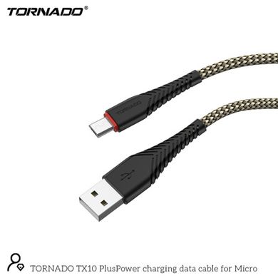 Кабель Tornado TX10 Micro USB Tissue cable 2.4A 1M Black, Чорний
