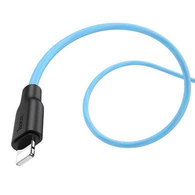 Кабель Hoco x21 Plus Silicone Lighting 2.4A 1m Синий с черным